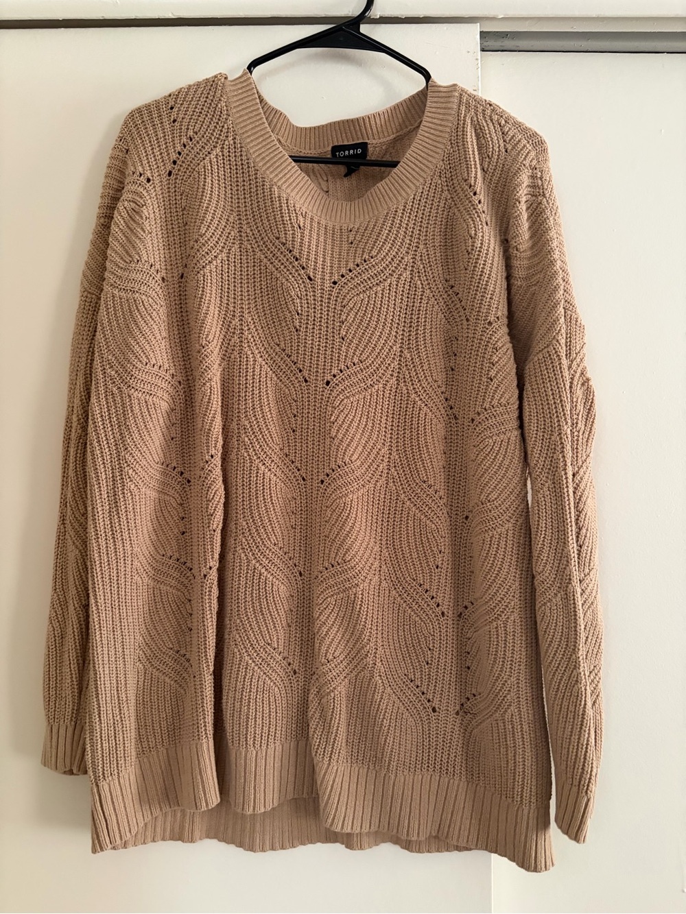 torrid Tan Cable Knit Scoop Sweater